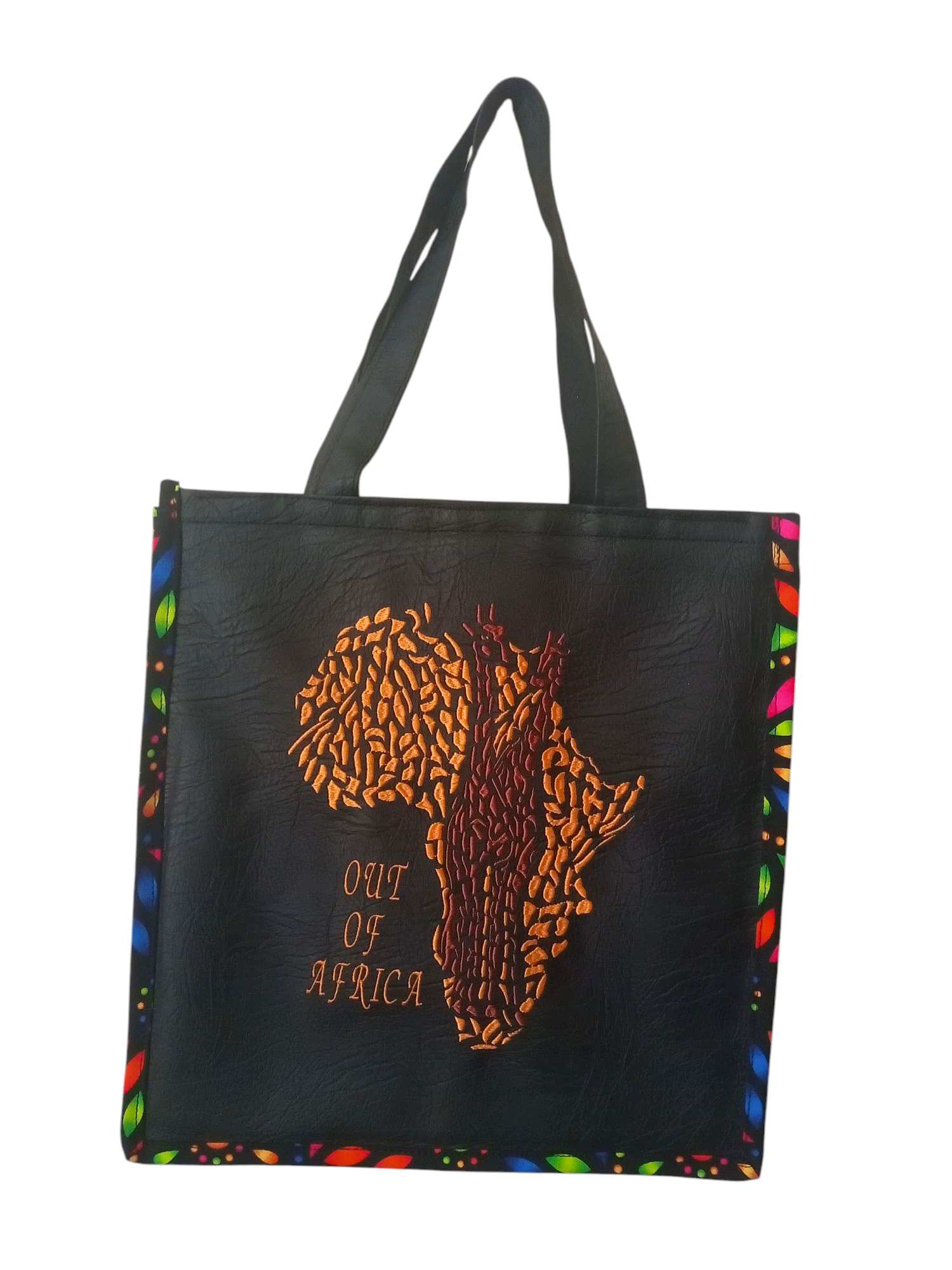 Black Tote Bag with "Out of Africa" Map Design