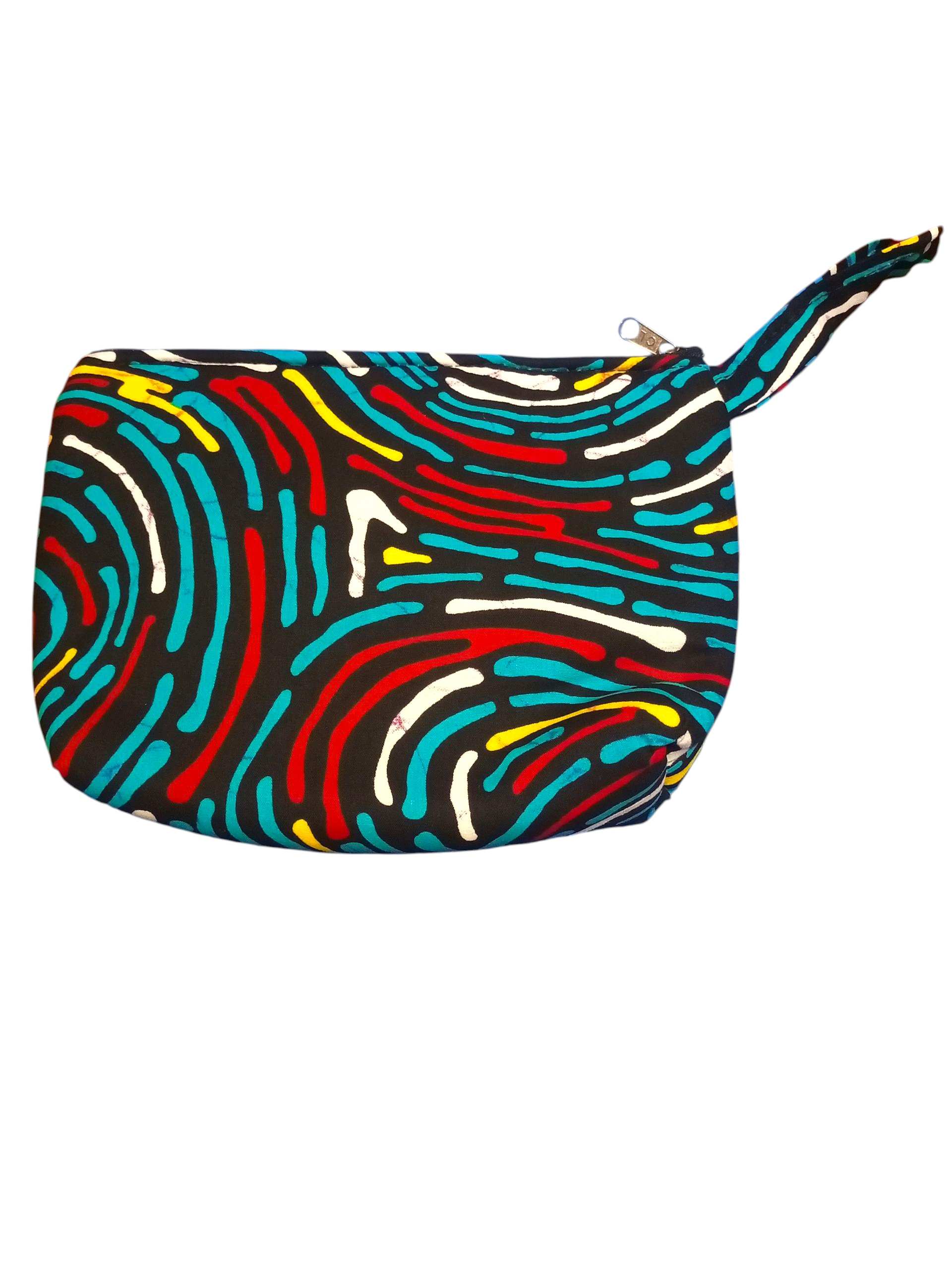 Colorful Pouch with a Zipper and handle, Featuring a Vibrant Abstract Pattern