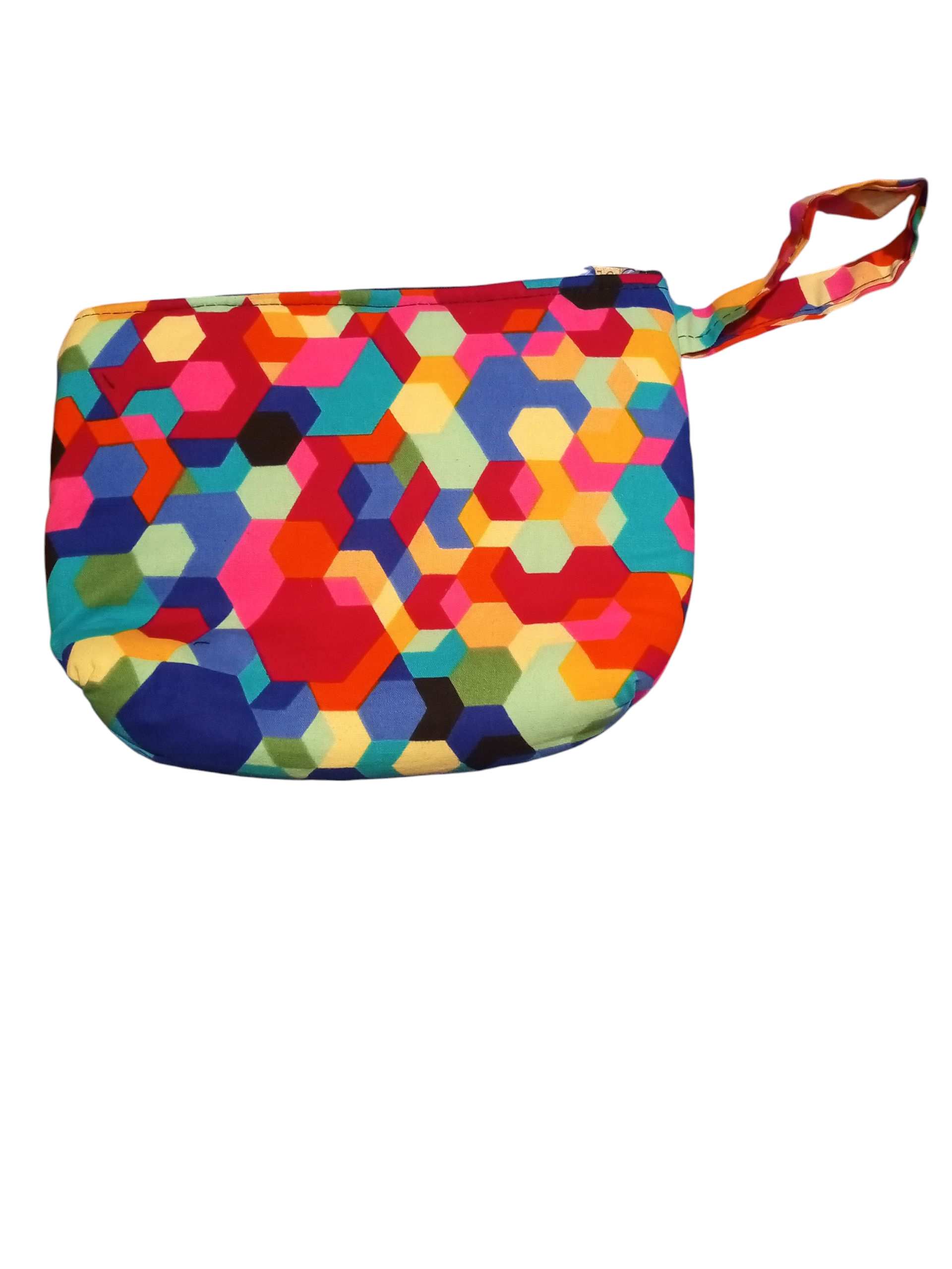 Colorful Geometric Pouch with a Wrist strap, Ideal for Carrying Small essentials.
