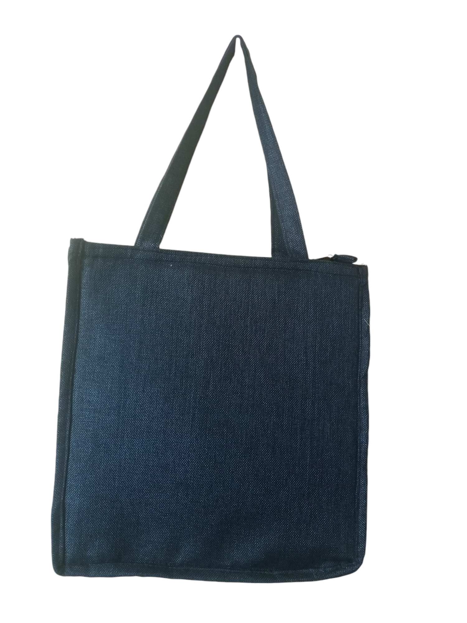Dark Blue Canvas Tote Bag with Shoulder straps, Isolated on white. Eco-friendly Shopping or Carry bag.