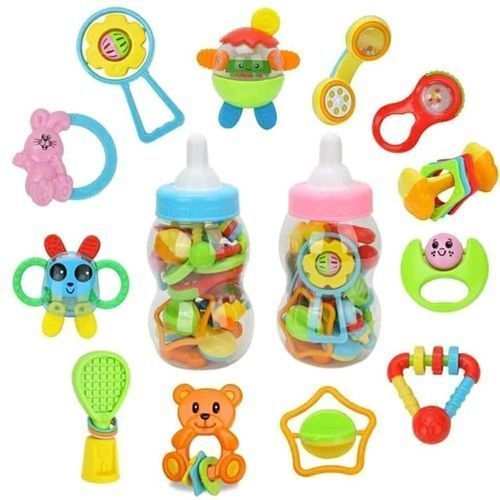Generic Baby First Rattles Teethers Set - 10pcs With Giant Bottle
