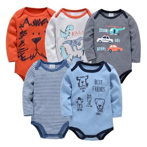 Fashion 5PCs Cutest Baby Newborn Cotton Long-sleeve Baby Boy Onesies/Bodysuit/sleepsuit - image 1