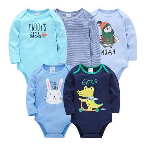 Fashion 5PCs Cutest Baby Newborn Cotton Long-sleeve Baby Boy Onesies/Bodysuit/sleepsuit - image 2