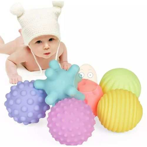Generic 6Pcs Baby Touch Colorful Textured Balls Multi Sensory Training Developmental Toy-Multicolor