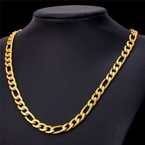 Fashion Italian Men's Yellow Gold Long 24" Link Chain Necklace