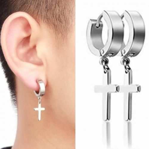 Fashion Stainless Steel Cross Earrings Stud Earrings Women Men Studs Hoop Earrings