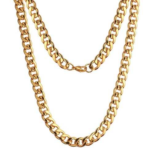 Fashion Gold Chain Necklace, Ultra Luxury Look Feel Real Solid 14k Gold Plated Curb