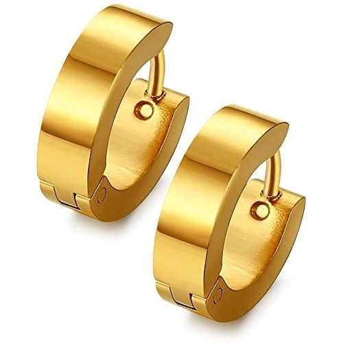 Fashion Trendy Tiny Lobe Earrings Men Women Stainless Steel - Gold, Black, Silver
