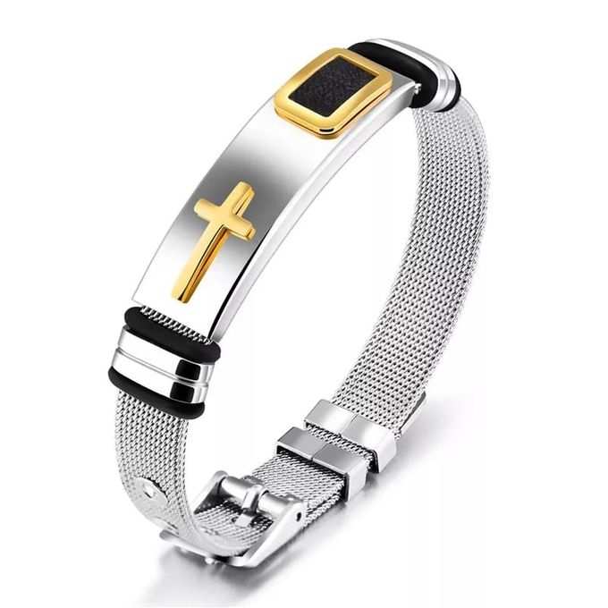 Fashion Stainless Steel Net Band Christ Cross Male Jewelry
