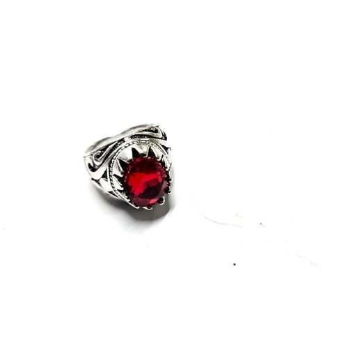 Fashion Silver With Red Thick Band Rings