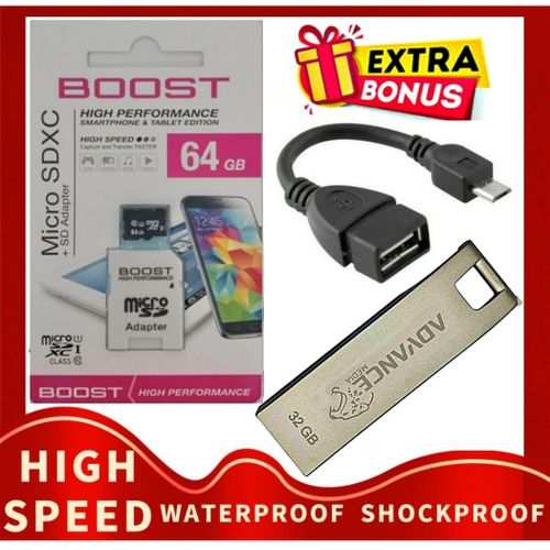 Generic High Speed Memory Card 64GB // 64 GB + Metallic Flash Drive 32GB, OTG Cable