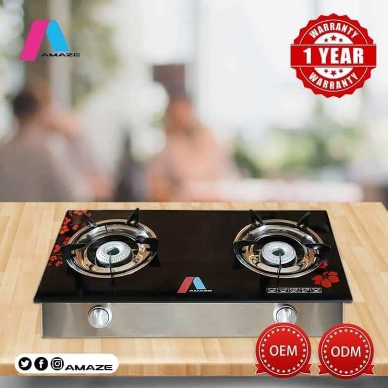 Amaze Premium Two Burner Glass Cooker, Table Top