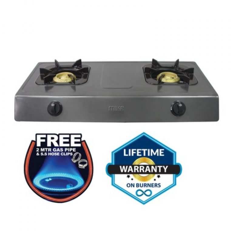Mika Gas Stove, Table Top, Double Burner, Non Stick Body