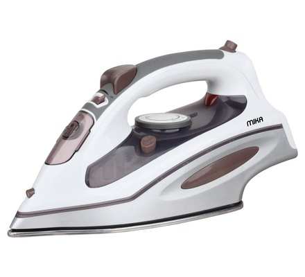 Mika Steam Iron, Ceramic Soleplate, White, Brown & Silver