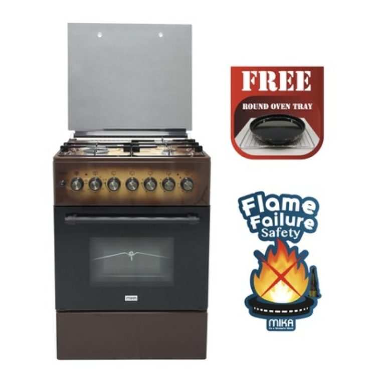 Mika Standing Cooker, 58cm x 58cm, 3 Gas Burner + 1 Electric Plate, Light Brown