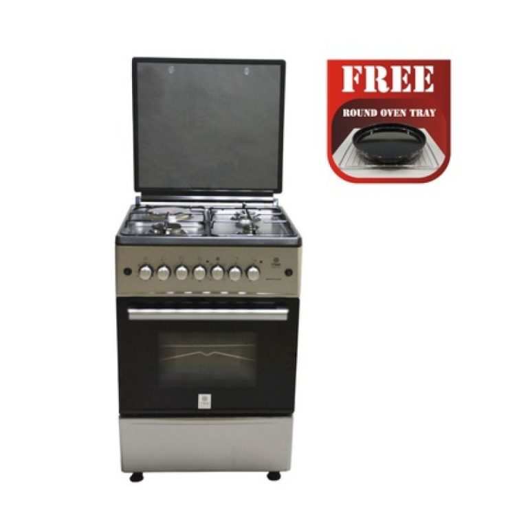 Mika Standing Cooker Full Gas, 58cm X 58cm, 4GB, Gas Oven, Silver MST60PIAGSL/EM