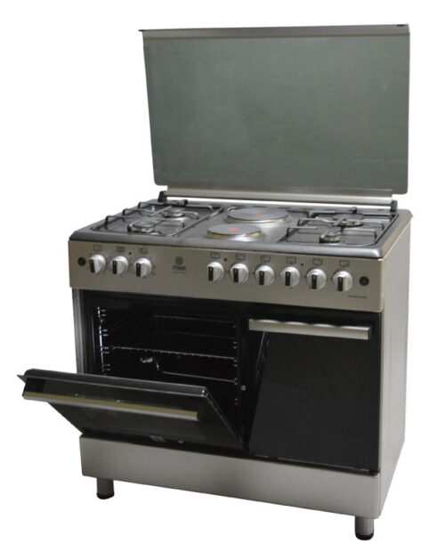 Mika Standing Cooker, 90cm X 60cm, 4 + 2, Electric Oven, Silver
