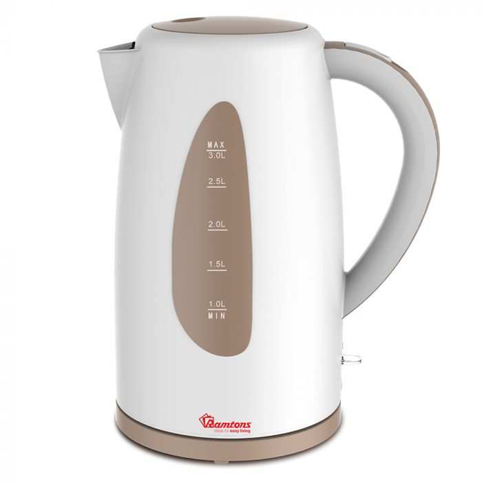 Ramtons Cordless Electric Kettle 3 Liters White And Brown