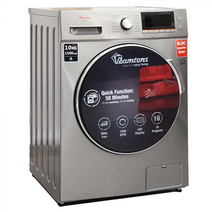 Ramtons Front Load Fully Automatic 10KG Washer, 7KG Dryer, Silver