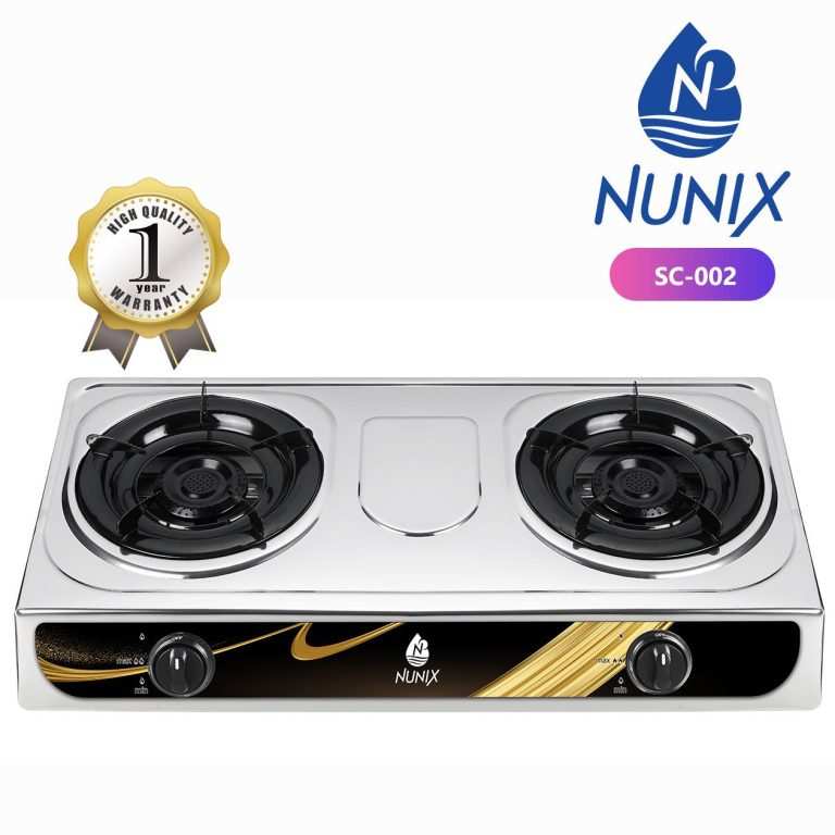 Nunix 2 Burner Table Top Gas Cooker Stainless Steel + Gas Pipe and 13KG Regulator