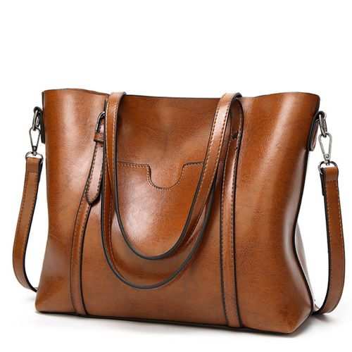 Fashion Ladies Handbags Women Shoulder Bags PU Leather Classic Tote Bag - Brown