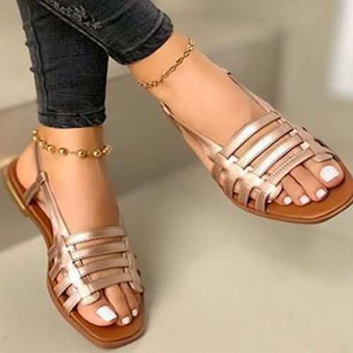 Fashion Women's Flat Sandals For Ladies Casual Slippers - Gold