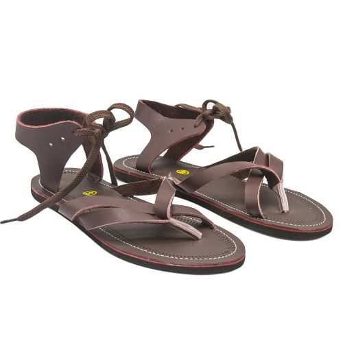 Fashion Lawomen / Ladies Flat Open Sandals Leather Shoes - Brown