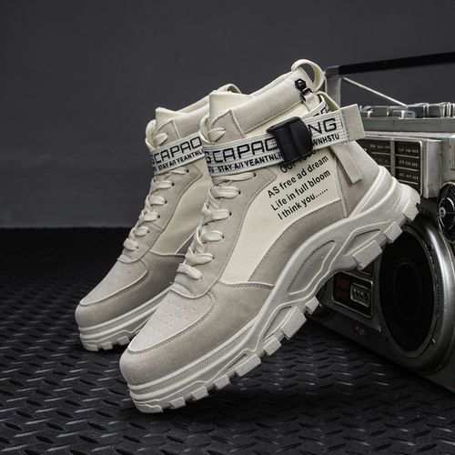 Fashion 2023 Mens Casual High-Top Shoes Running Sneakers - Beige