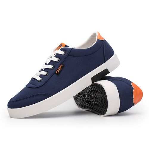 Fashion Men's Canvas Low Top Sneakers - Blue