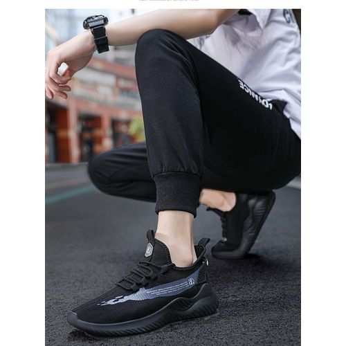 Waanzilish Mens Sneakers Sports Shoes Breathable Casual Running Shoes-Black - image 1