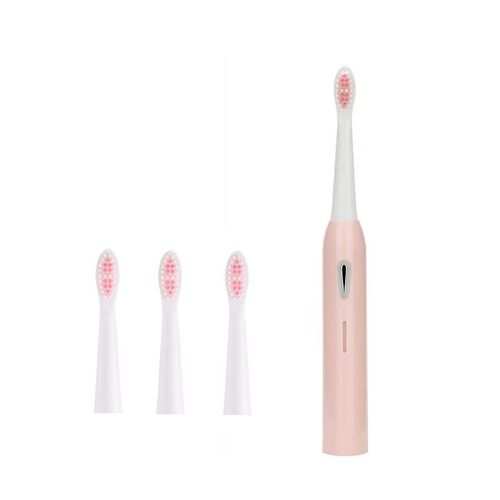 Generic Electric Toothbrushes With 4 Brush Heads Gift-PINK