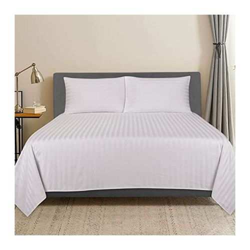 TC 6x6 White Stripped Bedsheets 4 Pcs. (cotton)