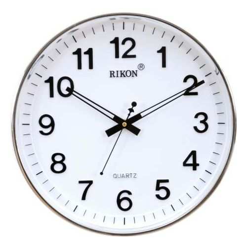 Rikon Wall Clock 32cms Diametre - 3151 Silver And White Coloured
