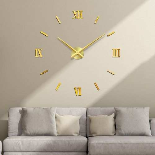 Generic Silent 3D Diy Wall Clock - Large Modern Design - Roman Gold