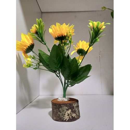 Generic Rustic/log Vase With Artificial Flower