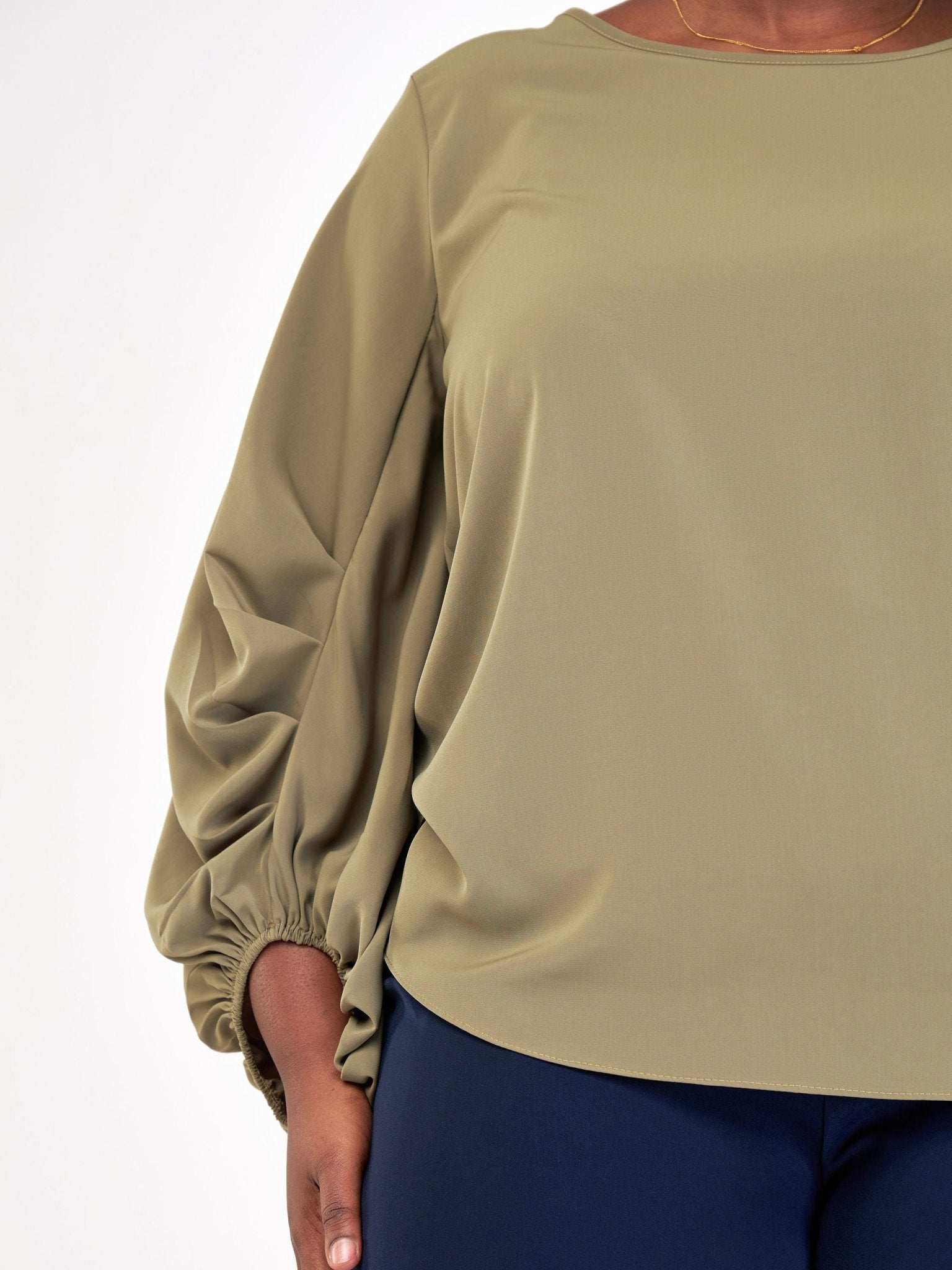 Vivo Zaria 3/4 Cowl Sleeve Top - Olive - image 4