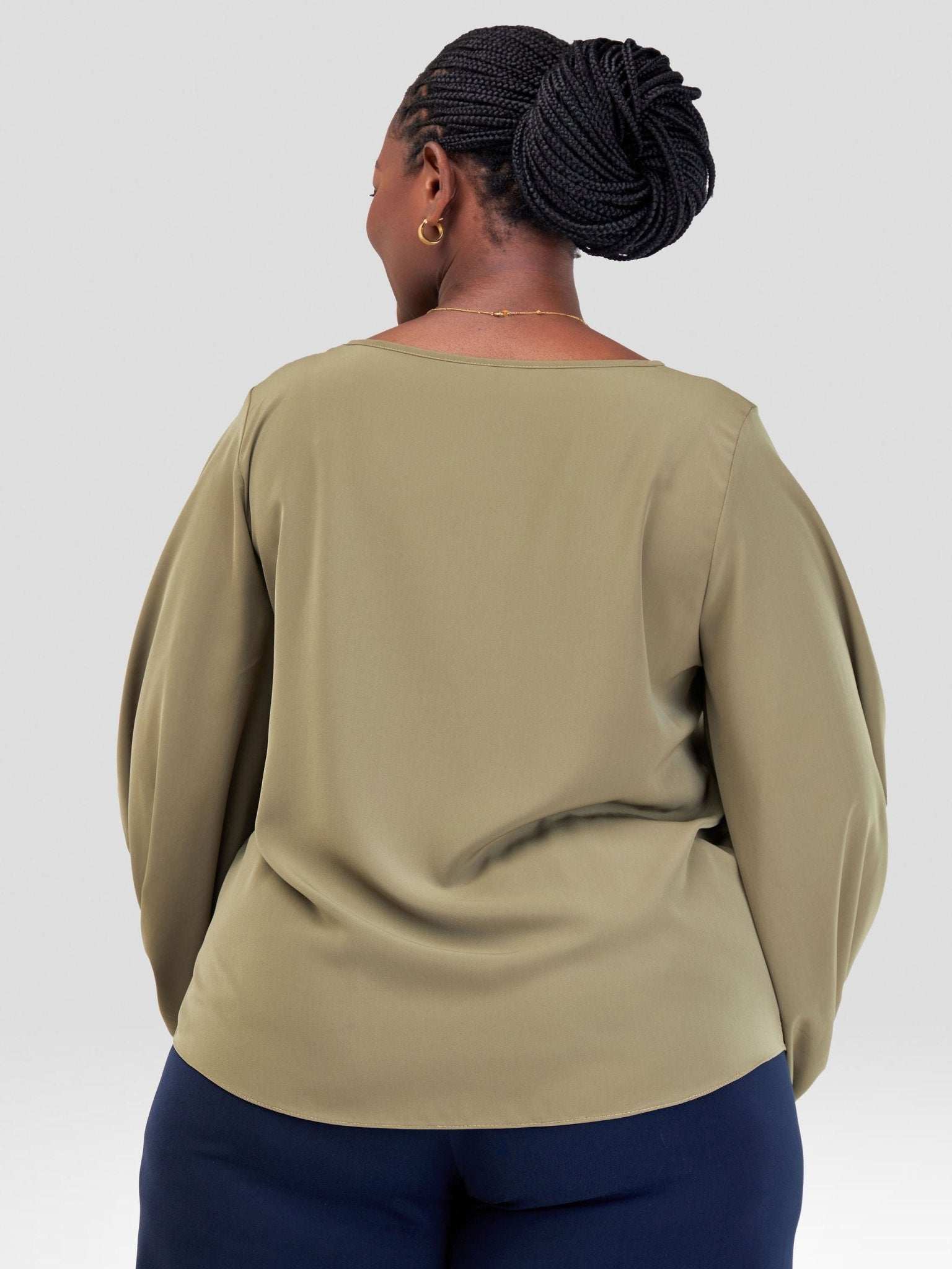 Vivo Zaria 3/4 Cowl Sleeve Top - Olive - image 5