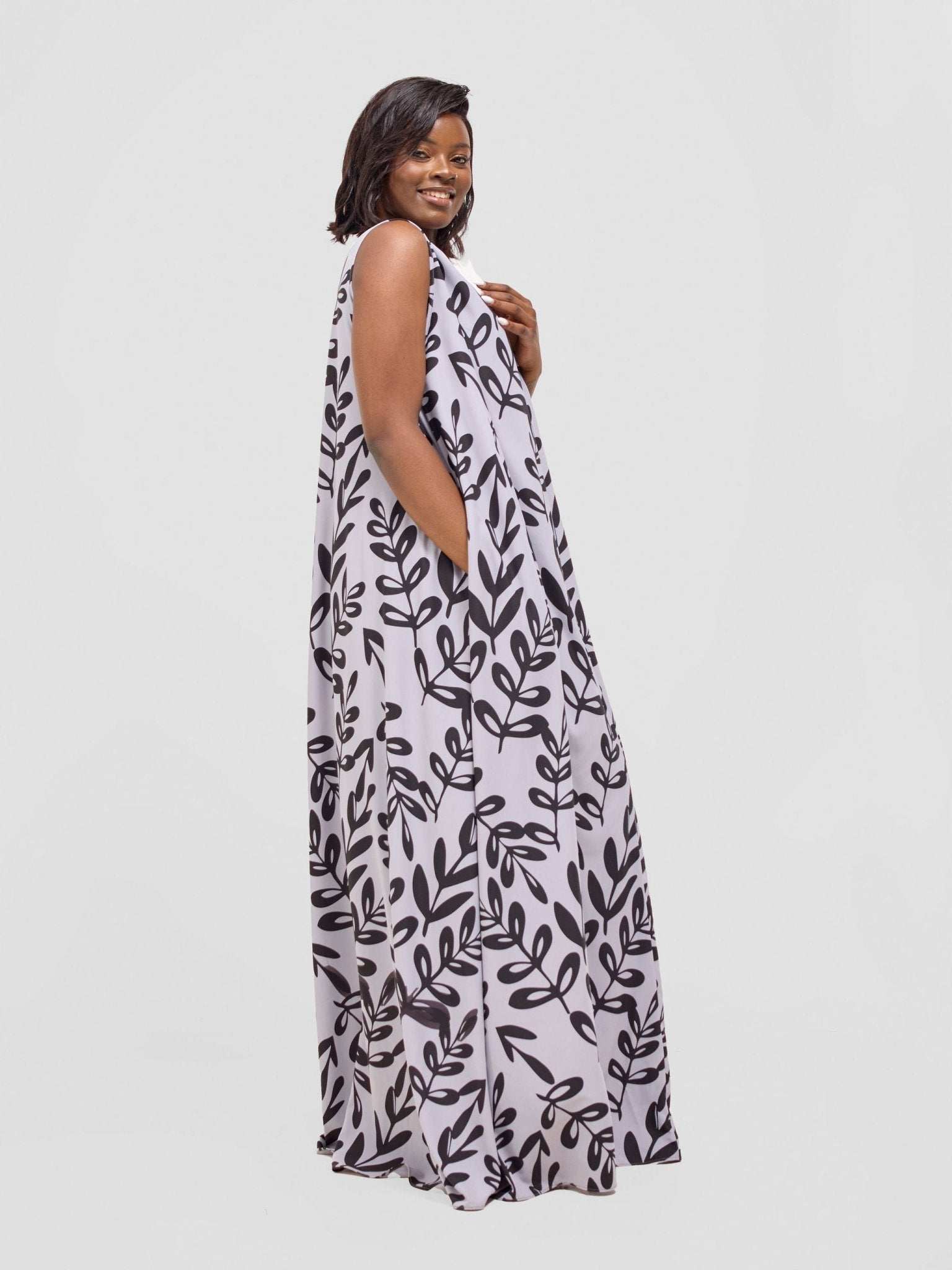 Vivo Ava Tent Maxi Dress - Grey / Black Jilo Print - image 4