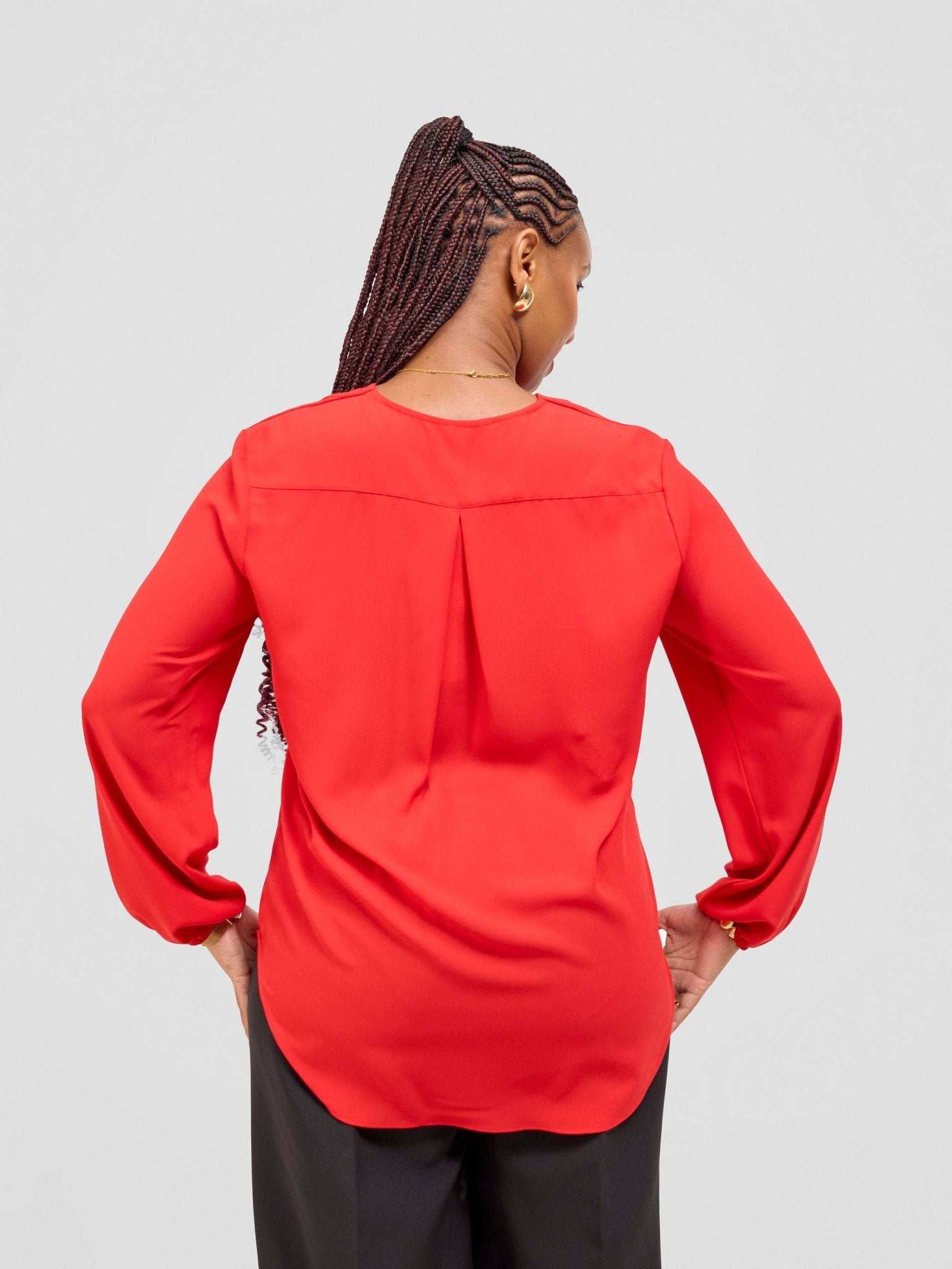 Vivo Dua Long Bishop Sleeve Top - Red - image 3