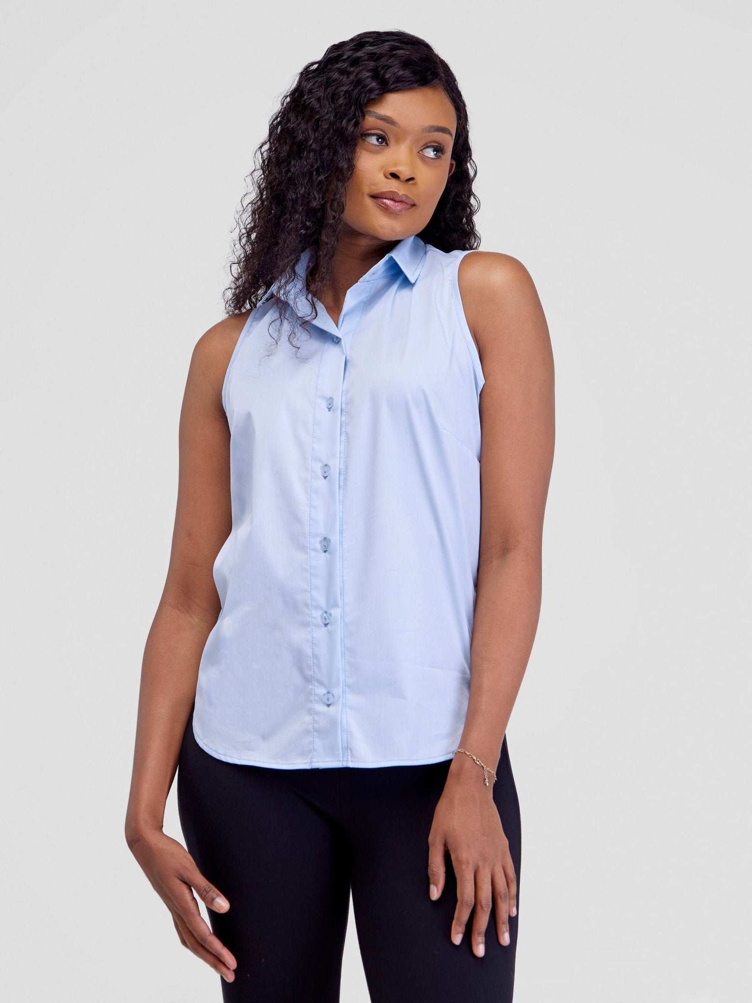 Safari Kamari Halter Shirt - Baby Blue - image 2