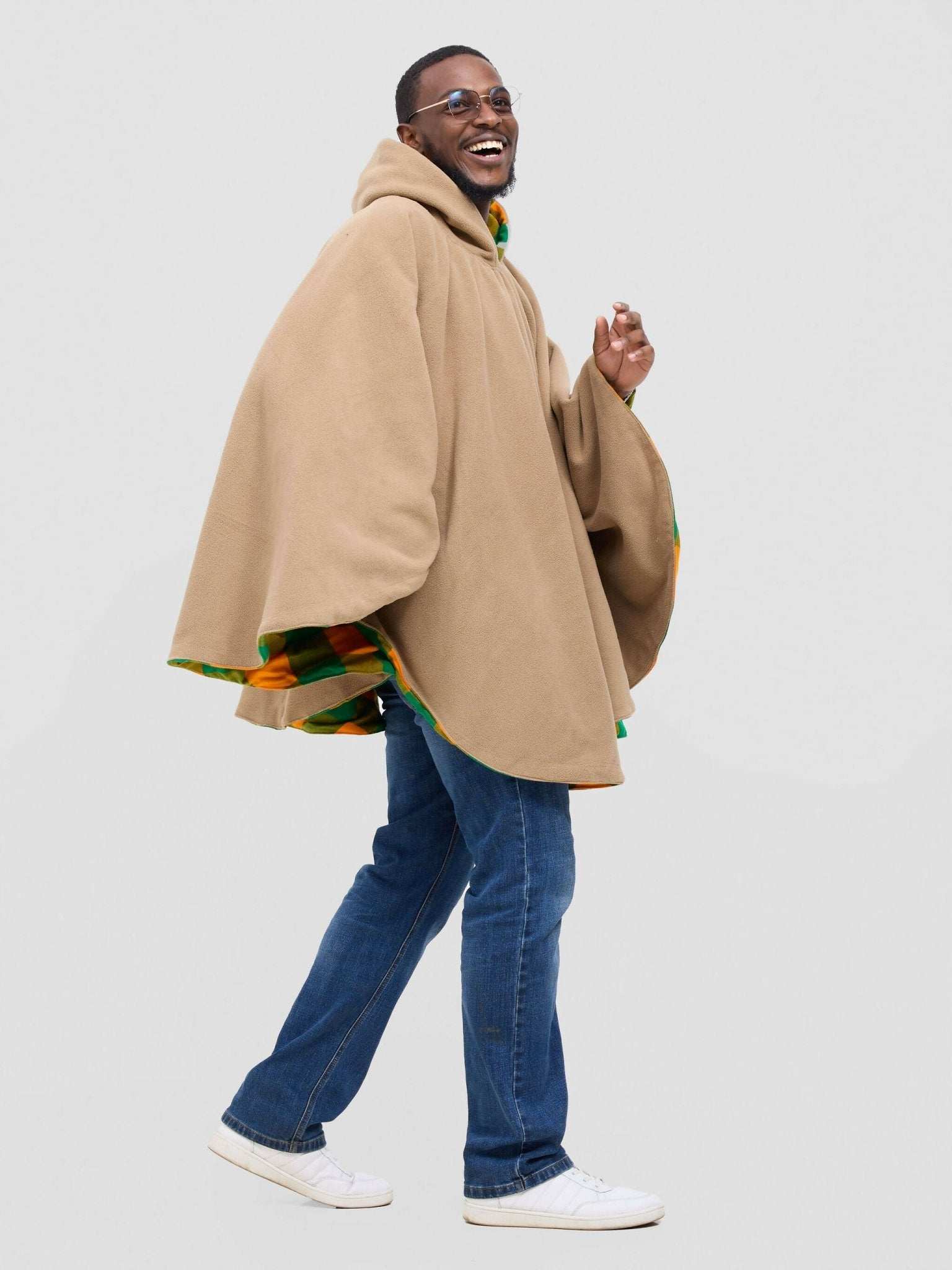 Lifted Hood Poncho - Green / Yellow - image 1