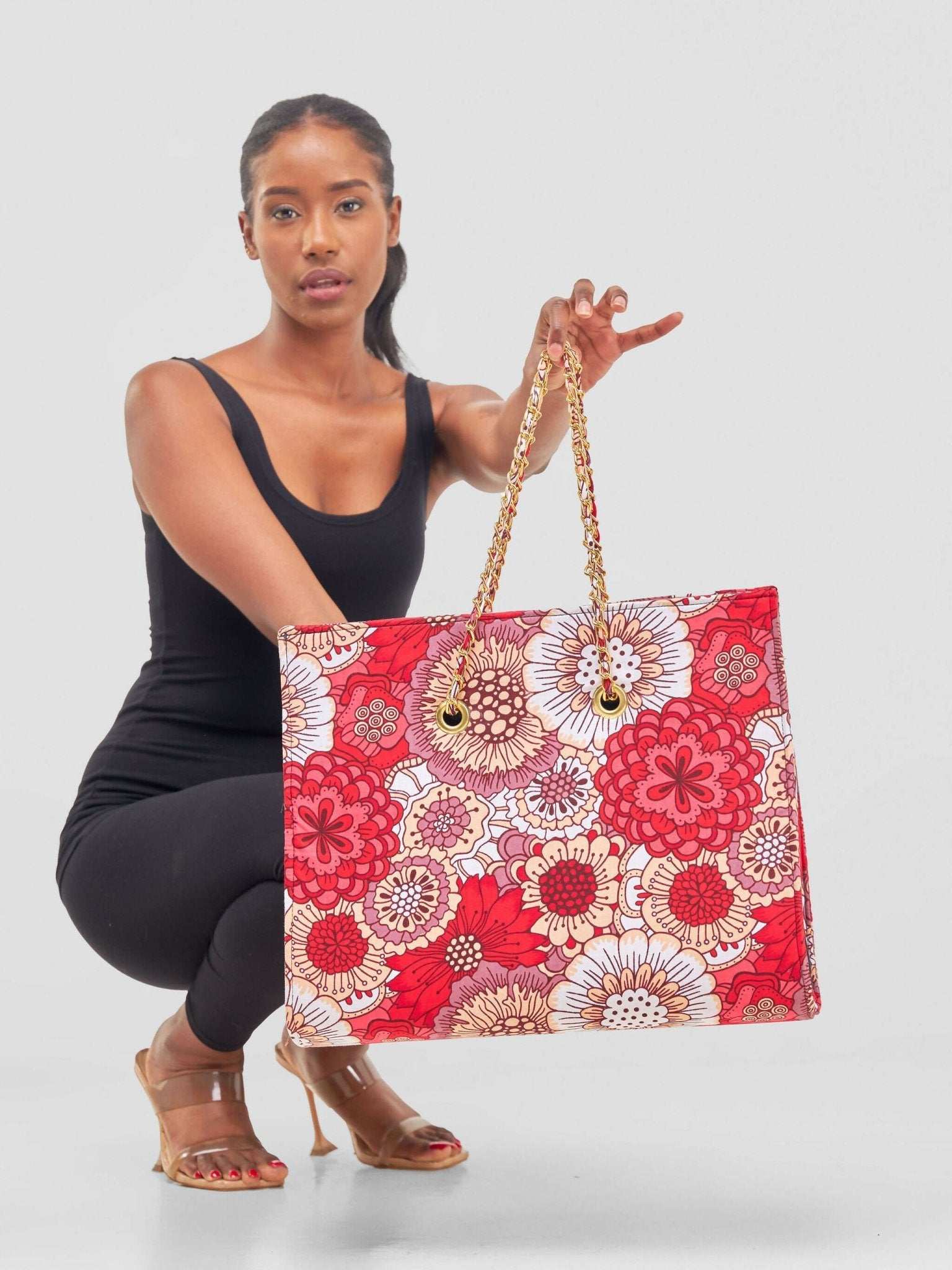 Khay Designs Chained Handbag - Pink Floral - image 6