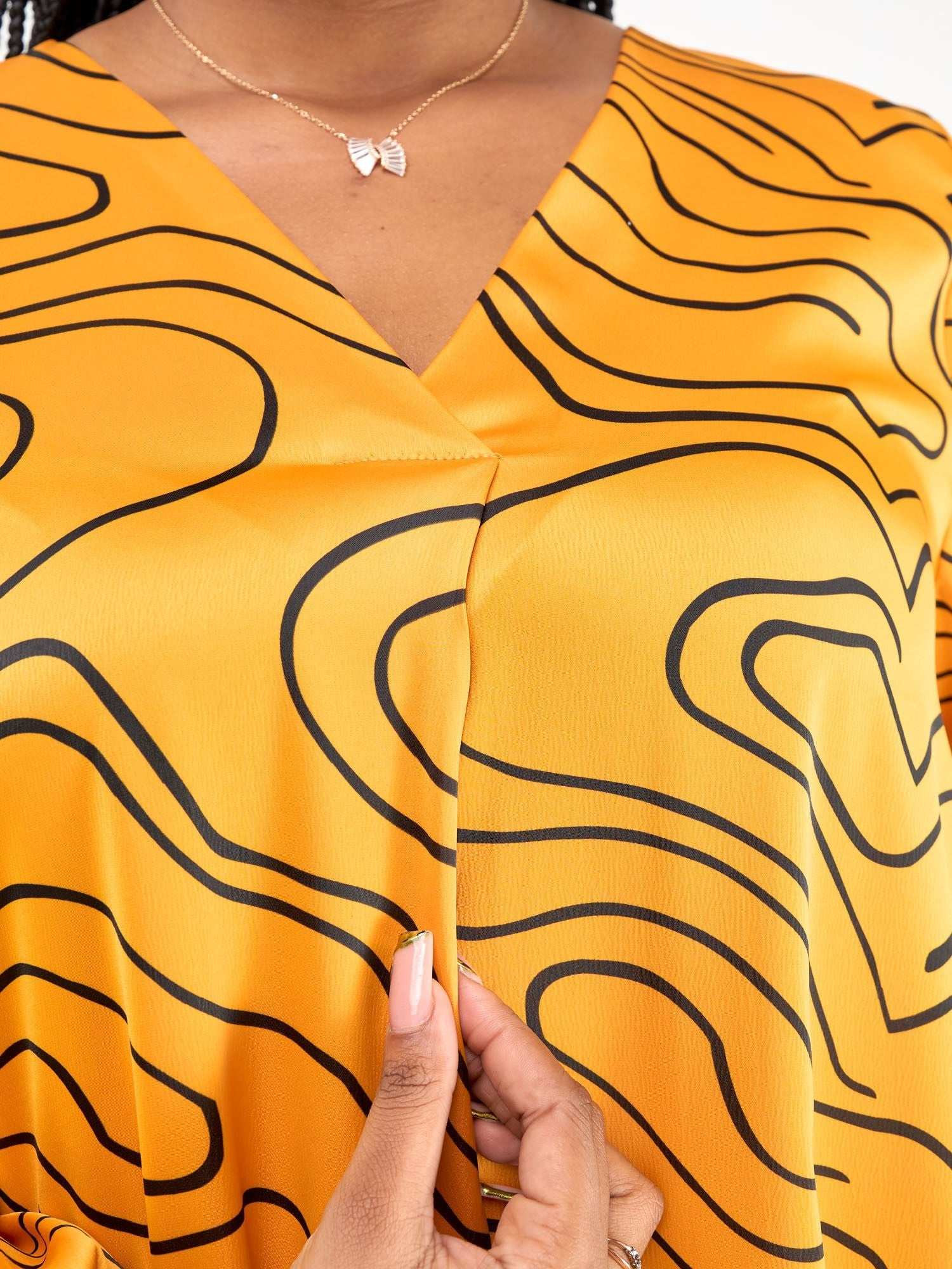 Vivo Hanabi Tent Maxi Dress - Mustard/ Black Hini Print - image 6