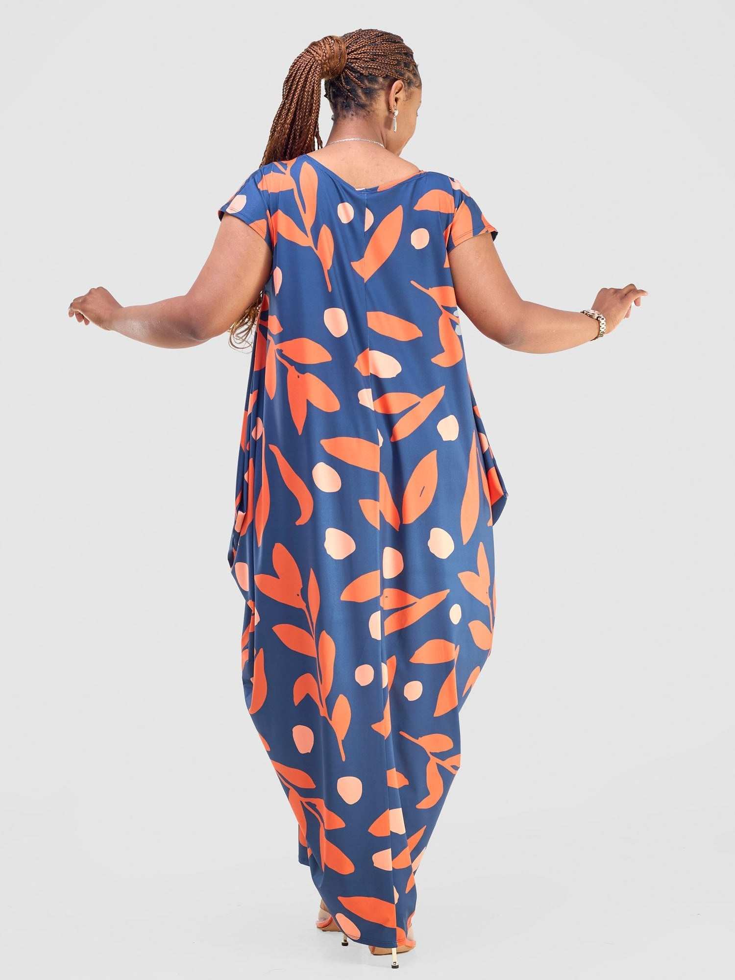 Vivo Fimi Drop Shoulder Maxi Dress - Navy Blue / Red Mbale Print - image 3