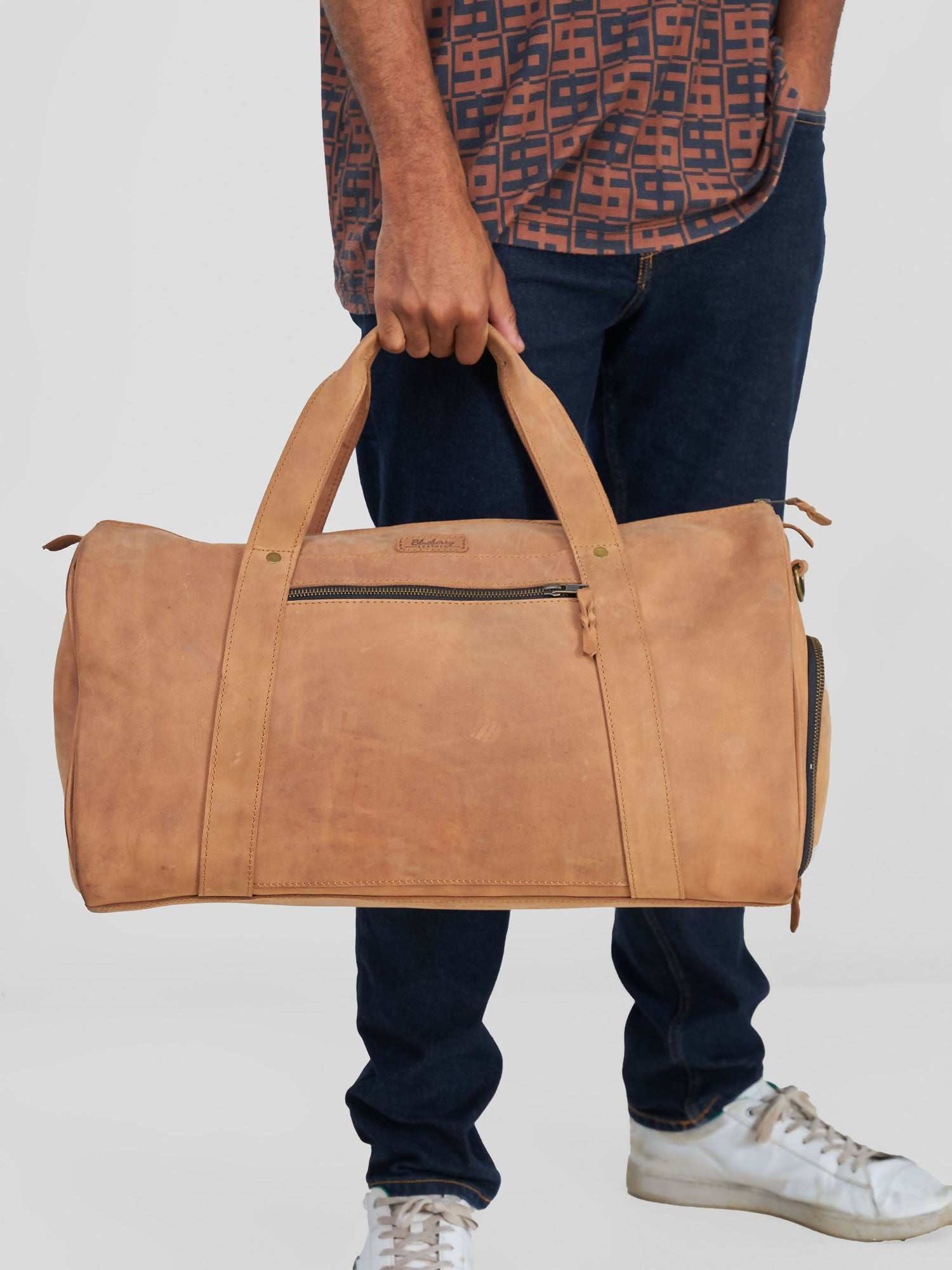 Blueberry Leather Duffle Bag - Brown - image 3