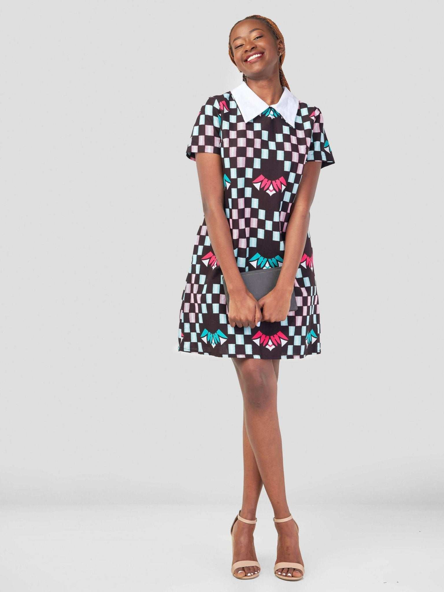 Gravio Fashions Squared A Dress - Brown - image 1