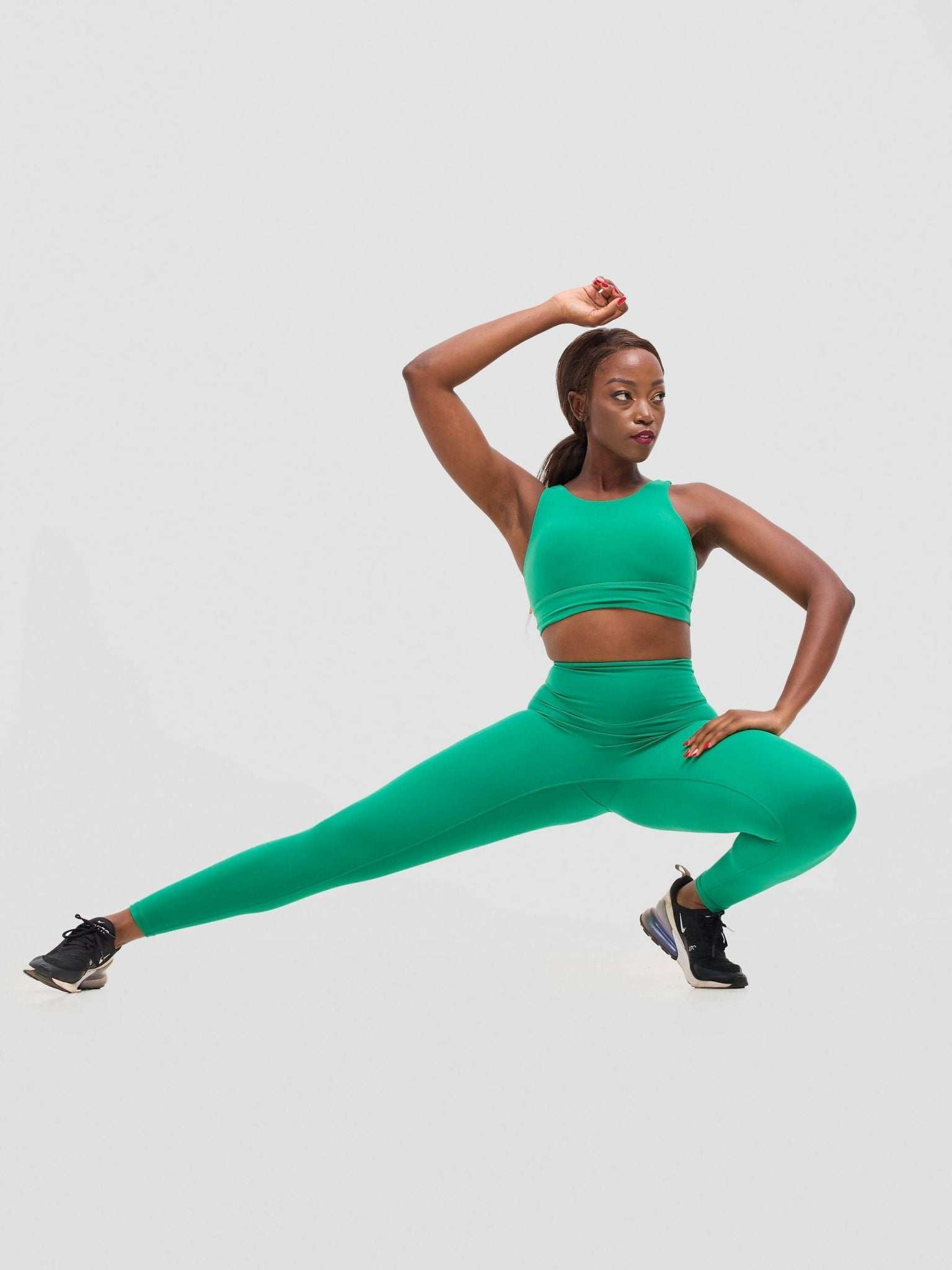 Flen Store High Impact Sports Bra & Leggings Set - Vintage Green - image 4