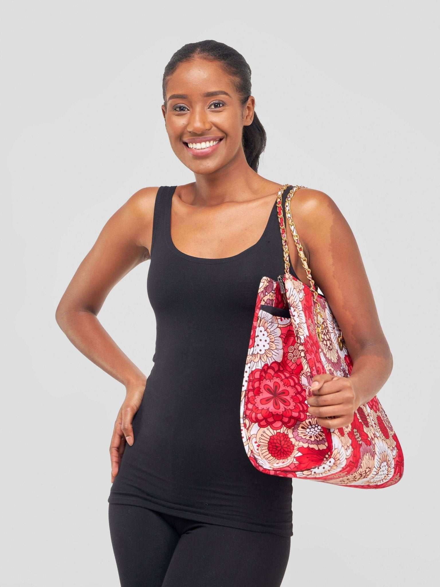 Khay Designs Chained Handbag - Pink Floral - image 7