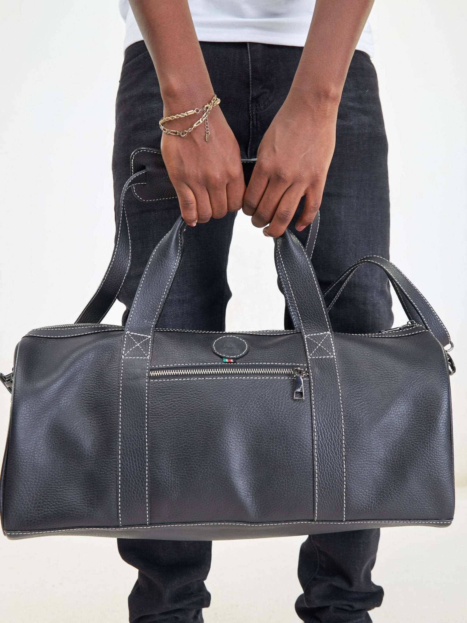 Mubi Leather Fahari Travel Bag - Black - image 3