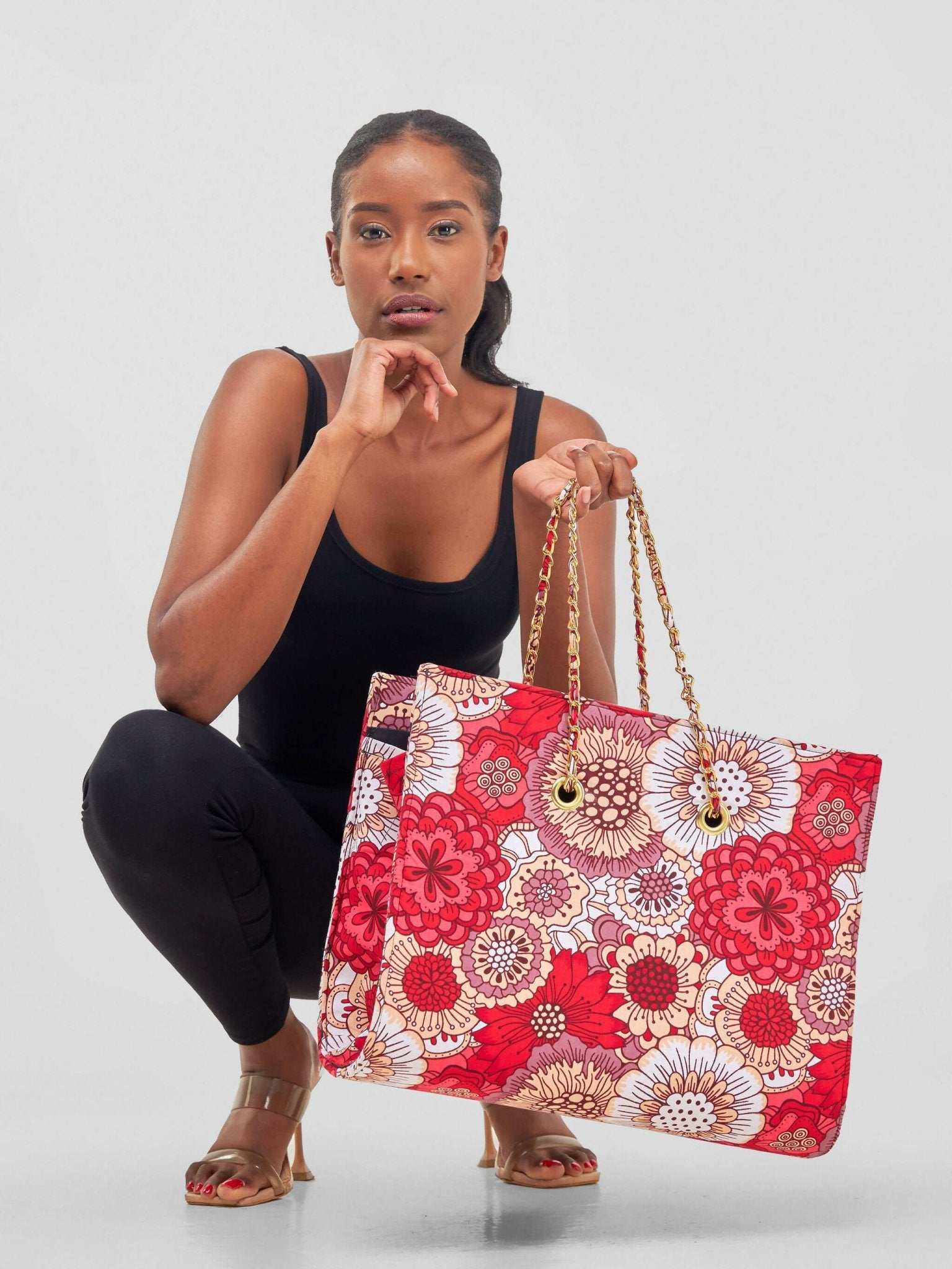 Khay Designs Chained Handbag - Pink Floral - image 1